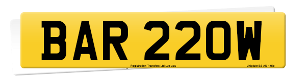 Registration number BAR 220W